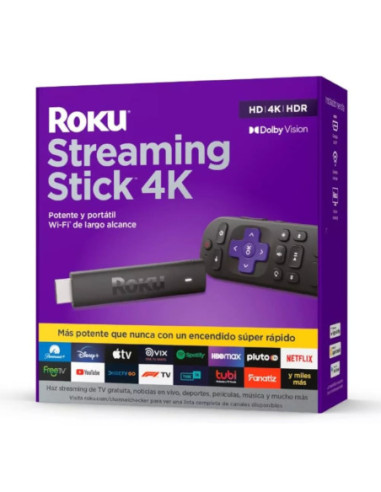 STREAMING ROKU EXPRESS 4K HDR WIFI MANDO DE VOZ DOLBY VISION CON CABLE HDMI CTRL REMOTO COMPATIBLE GOOGLE ALEXA NEGRO