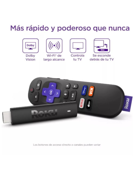 STREAMING ROKU EXPRESS 4K HDR WIFI MANDO DE VOZ DOLBY VISION CON CABLE HDMI CTRL REMOTO COMPATIBLE GOOGLE ALEXA NEGRO