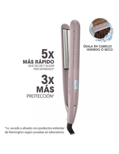 PLANCHA DE CABELLO REMINGTON WET2STRAIGHT CERAMICA 230 GRADOS PANTALLA DIGITAL MORADO