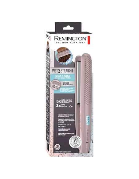 PLANCHA DE CABELLO REMINGTON WET2STRAIGHT CERAMICA 230 GRADOS PANTALLA DIGITAL MORADO