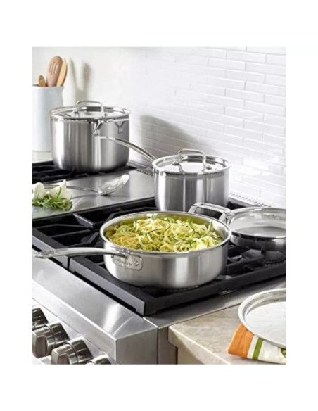 SET DE OLLAS CUISINART 12PCS TRES CAPAS ALUMINIO ACERO INOX