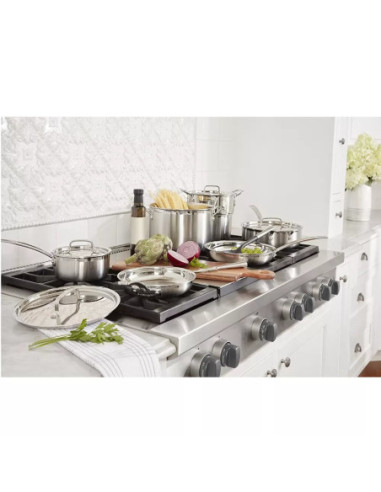 SET DE OLLAS CUISINART 12PCS TRES CAPAS ALUMINIO ACERO INOX