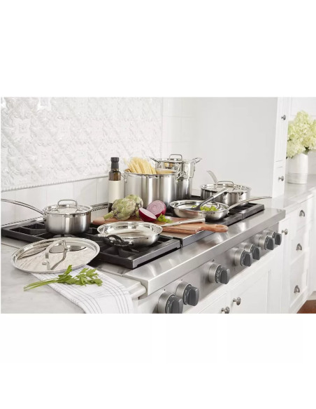 SET DE OLLAS CUISINART 12PCS TRES CAPAS ALUMINIO ACERO INOX