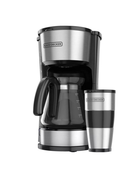 CAFETERA BLACK DECKER-4 EN 1 - 5 TAZAS CON ENVASE DE ACERO INOX.-FILTRO PERMANENTE-BOTON ENCENDIDO Y APAGADO-NEGRA