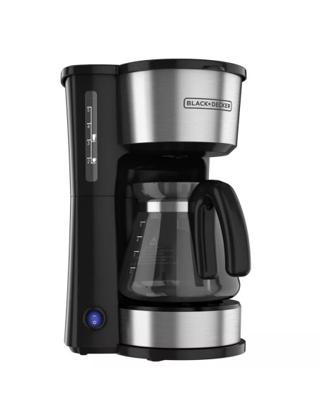 CAFETERA BLACK DECKER-4 EN 1 - 5 TAZAS CON ENVASE DE ACERO INOX.-FILTRO PERMANENTE-BOTON ENCENDIDO Y APAGADO-NEGRA