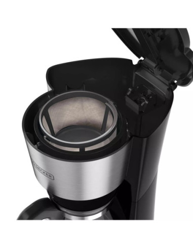 CAFETERA BLACK DECKER-4 EN 1 - 5 TAZAS CON ENVASE DE ACERO INOX.-FILTRO PERMANENTE-BOTON ENCENDIDO Y APAGADO-NEGRA