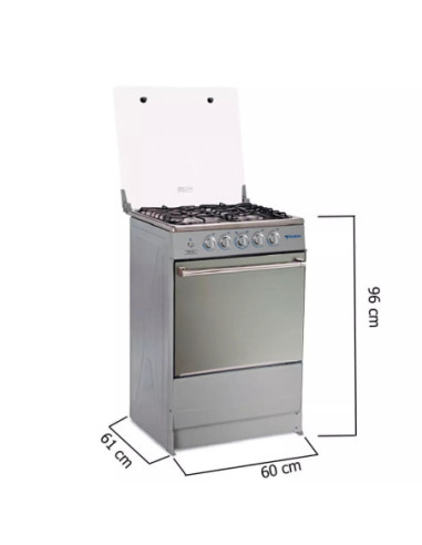 Cocina Innova   Gas   24 Pulgadas   4 Q   Horno   Encendido Elec    Tablero Acero Inox