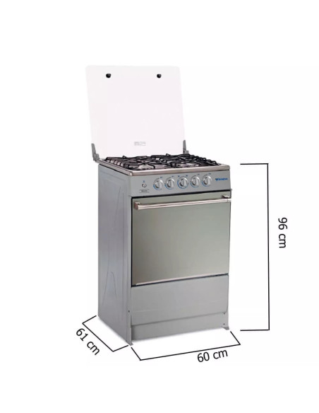 Cocina Innova   Gas   24 Pulgadas   4 Q   Horno   Encendido Elec    Tablero Acero Inox