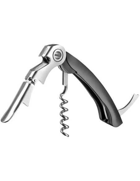 SACACORCHOS DOBLE BISAGRA VACU VIN CORTADOR PAPEL ALUMINIO  NEGRO