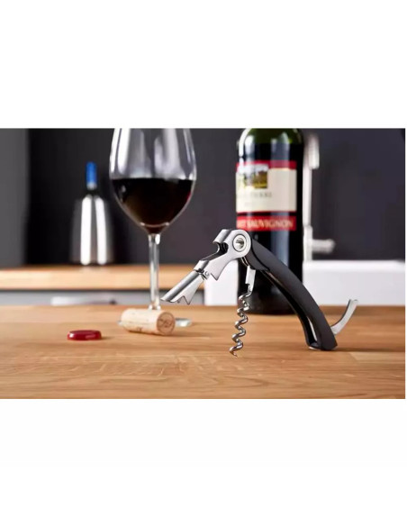 SACACORCHOS DOBLE BISAGRA VACU VIN CORTADOR PAPEL ALUMINIO  NEGRO