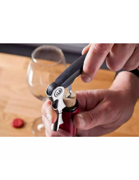 SACACORCHOS DOBLE BISAGRA VACU VIN CORTADOR PAPEL ALUMINIO  NEGRO