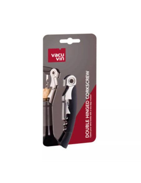 SACACORCHOS DOBLE BISAGRA VACU VIN CORTADOR PAPEL ALUMINIO  NEGRO