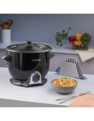 Olla Arrocera Black Decker Capacidad 28Tzs 9 Programas Tapa Vidrio Multiusos Negra