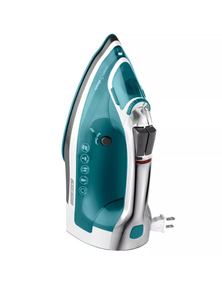 PLANCHA DE ROPA BLACK DECKER 1200W DOBLE SISTEMA SUELA ANTIADHERENTE CERAMICA SMARTSTEAM BLANCO-VERDE