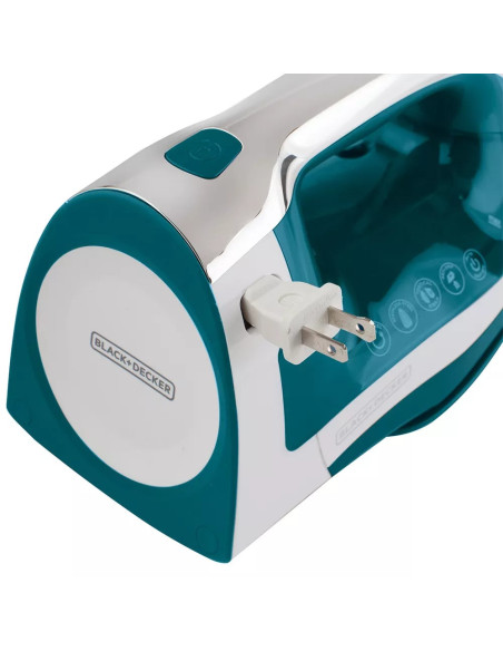 PLANCHA DE ROPA BLACK DECKER 1200W DOBLE SISTEMA SUELA ANTIADHERENTE CERAMICA SMARTSTEAM BLANCO-VERDE