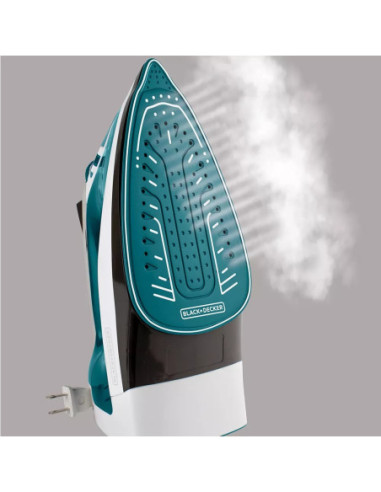 PLANCHA DE ROPA BLACK DECKER 1200W DOBLE SISTEMA SUELA ANTIADHERENTE CERAMICA SMARTSTEAM BLANCO-VERDE