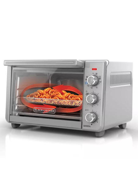 Horno Tostador Airfryer 5 En 1 Black Decker 6 Rebanadas 1500W Acero Inox