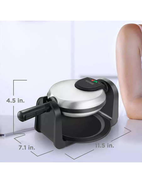 Waflera Giratoria Black Decker Estilo Belga Divisor De 4 Secciones Antiadherente Gris