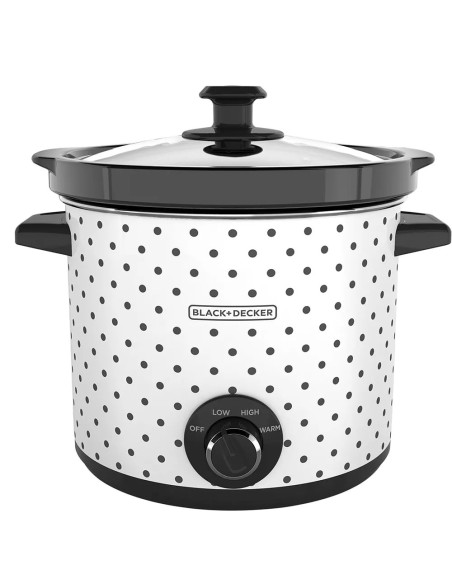 OLLA DE COCCION LENTA BLACK DECKER CAPACIDAD 4LTS 3 AJUSTES 200W PERRILLA TAPA VIDRIO BLANCO