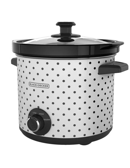 OLLA DE COCCION LENTA BLACK DECKER CAPACIDAD 4LTS 3 AJUSTES 200W PERRILLA TAPA VIDRIO BLANCO