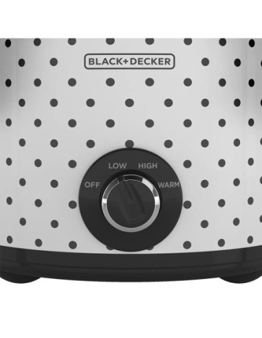 OLLA DE COCCION LENTA BLACK DECKER CAPACIDAD 4LTS 3 AJUSTES 200W PERRILLA TAPA VIDRIO BLANCO