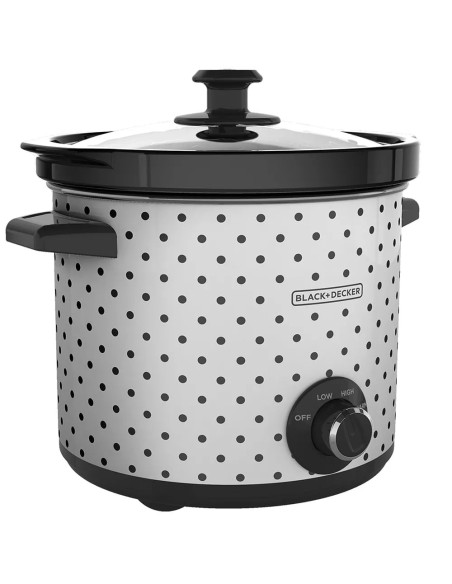 OLLA DE COCCION LENTA BLACK DECKER CAPACIDAD 4LTS 3 AJUSTES 200W PERRILLA TAPA VIDRIO BLANCO