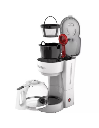 CAFETERA BLACK DECKER-12 TAZAS-SISTEMA GOTEO-BOTON ENCENDIDO Y APAGADO-BLANCA