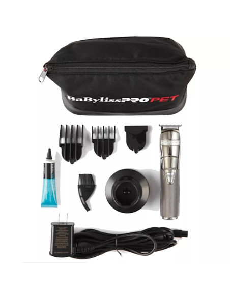 Cortador De Pelo Trimmer Baby Liss Pro Para Mascotas 9Pcs Inalambrico Recargable Gris