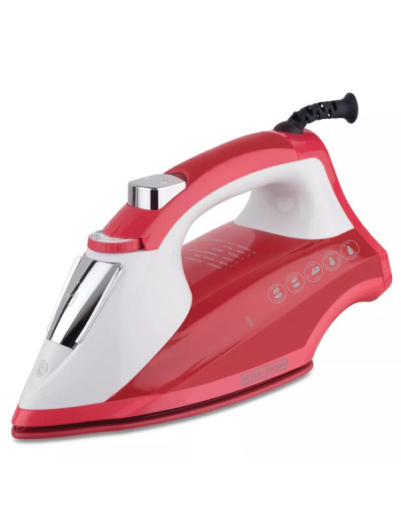 Plancha de Ropa Black Decker Light Easy 1200W Suela Antiadherente Ceramica Smartsteam Blanco Rojo