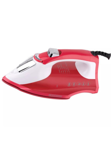 Plancha de Ropa Black Decker Light Easy 1200W Suela Antiadherente Ceramica Smartsteam Blanco Rojo