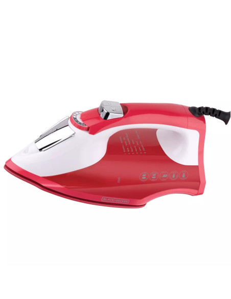 Plancha de Ropa Black Decker Light Easy 1200W Suela Antiadherente Ceramica Smartsteam Blanco Rojo