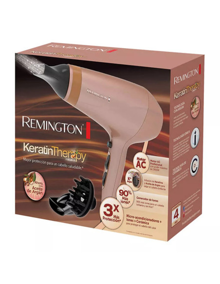Secador de Cabello Remington con Terapia de Keratina 1900W 3 Ajustes 2 Vel  Rosado