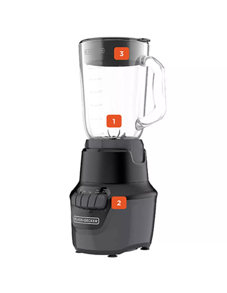 LICUADORA BLACK DECKER HILEX 800W JARRA VIDRIO 1.5 LTS 4 VEL. NEGRA