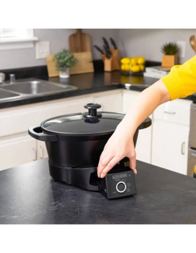 Olla Multifuncion Black Decker 28 Tazas 5 Funciones 800W Tapa de Vidrio Templado Negra