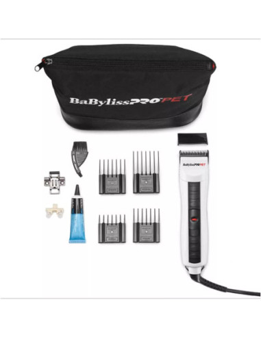 Cortador de Pelo Baby Liss Pro para Mascotas 10Pcs Dos Velocidades Alambrico Blanco