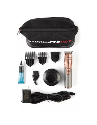 Cortador de Pelo Trimmer Baby Liss Pro Para Mascotas 9Pcs Inalambrico Recargable Gold