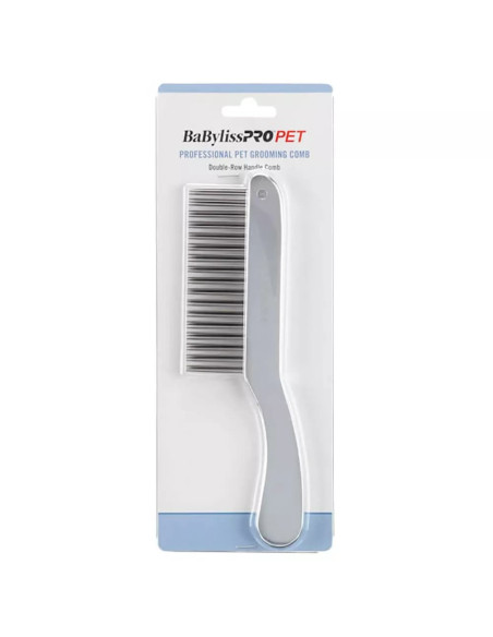 Peinilla de Pelo con Mango Baby Liss Pro para Mascotas con Dientes Acero Inoxidable Gris