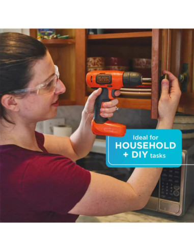 Taladro Atornillador Black Decker Inalambrico Usb 8V Ion Litio Led 3 8 Pulg  Mandril Tomate