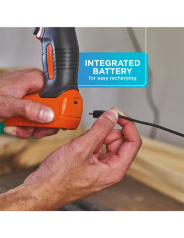Taladro Atornillador Black Decker Inalambrico Usb 8V Ion Litio Led 3 8 Pulg  Mandril Tomate