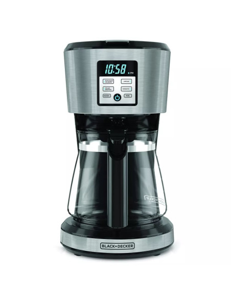 CAFETERA BLACK DECKER 12 TAZAS PROGRAMABLE DIGITAL CON JARRA DE VIDRIO NEGRA