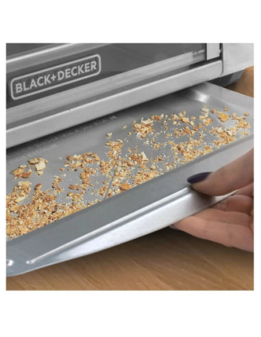 HORNO TOSTADOR AIRFRYER 5 EN 1 BLACK DECKER 8 REBANADAS 1500W ACERO INOX.