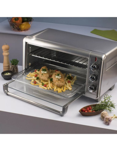 HORNO TOSTADOR AIRFRYER 5 EN 1 BLACK DECKER 8 REBANADAS 1500W ACERO INOX.