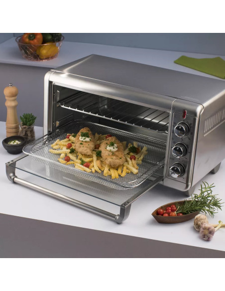 HORNO TOSTADOR AIRFRYER 5 EN 1 BLACK DECKER 8 REBANADAS 1500W ACERO INOX.
