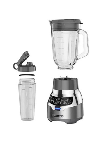 LICUADORA BLACK DECKER SILENCIOSA DIGITAL 3 VELOCIDADES 900W JARRA VIDRIO 1.5 LTS Y VASO 18 ONZ GRIS