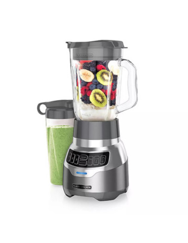 LICUADORA BLACK DECKER SILENCIOSA DIGITAL 3 VELOCIDADES 900W JARRA VIDRIO 1.5 LTS Y VASO 18 ONZ GRIS