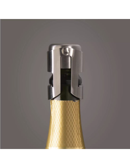TAPON AL VACIO PARA CHAMPAGNE VACU VIN DE ACERO INOX. COLOR GRIS
