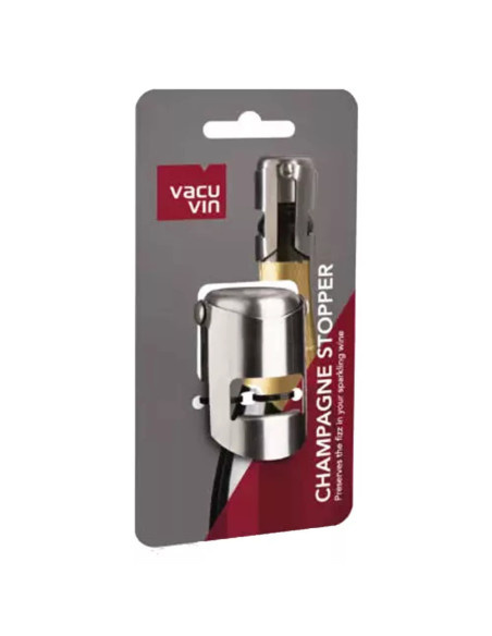 TAPON AL VACIO PARA CHAMPAGNE VACU VIN DE ACERO INOX. COLOR GRIS