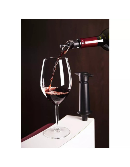 BOMBA AL VACIO VACU VIN 1 TAPON Y VERTIDOR PARA CONSEVAR VINO COLOR NEGRO