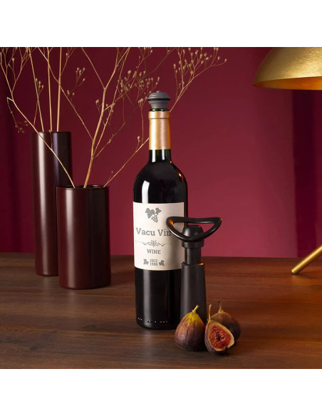 BOMBA AL VACIO VACU VIN CONCERTO 3 TAPONES 1 VERTIDOR DE VINO COLOR NEGRO