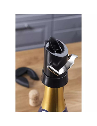 TAPON Y VERTIDOR AL VACIO VACU VIN PARA CHAMPAGNE COLOR NEGRO